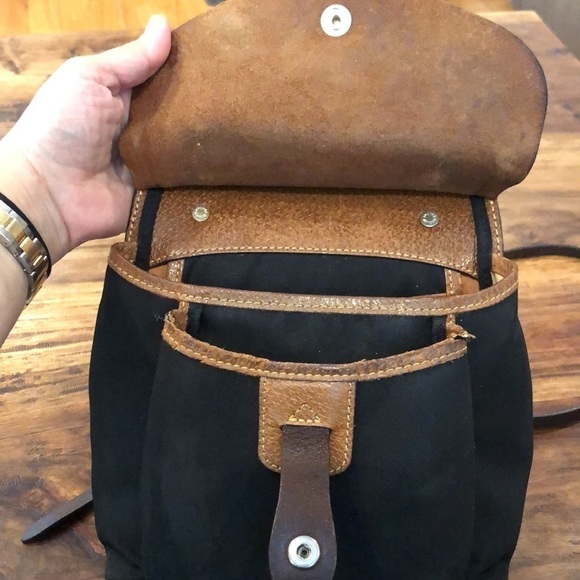 Dooney & Bourke Saddle Crossbody Black Canvas, Brown Distressed Leather - Picture 6 of 16